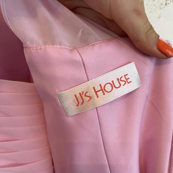 JJs HOUSE bubblegum pink high neck maxi bridesmaid dress sz 6 - Picture 3 of 6